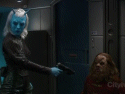 When I first saw a still of this scene, I feared that now EM-33's were playing the part of Andorian sidearms!
