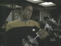 Tuvok examines the. . . thing. . . earlier in the episode